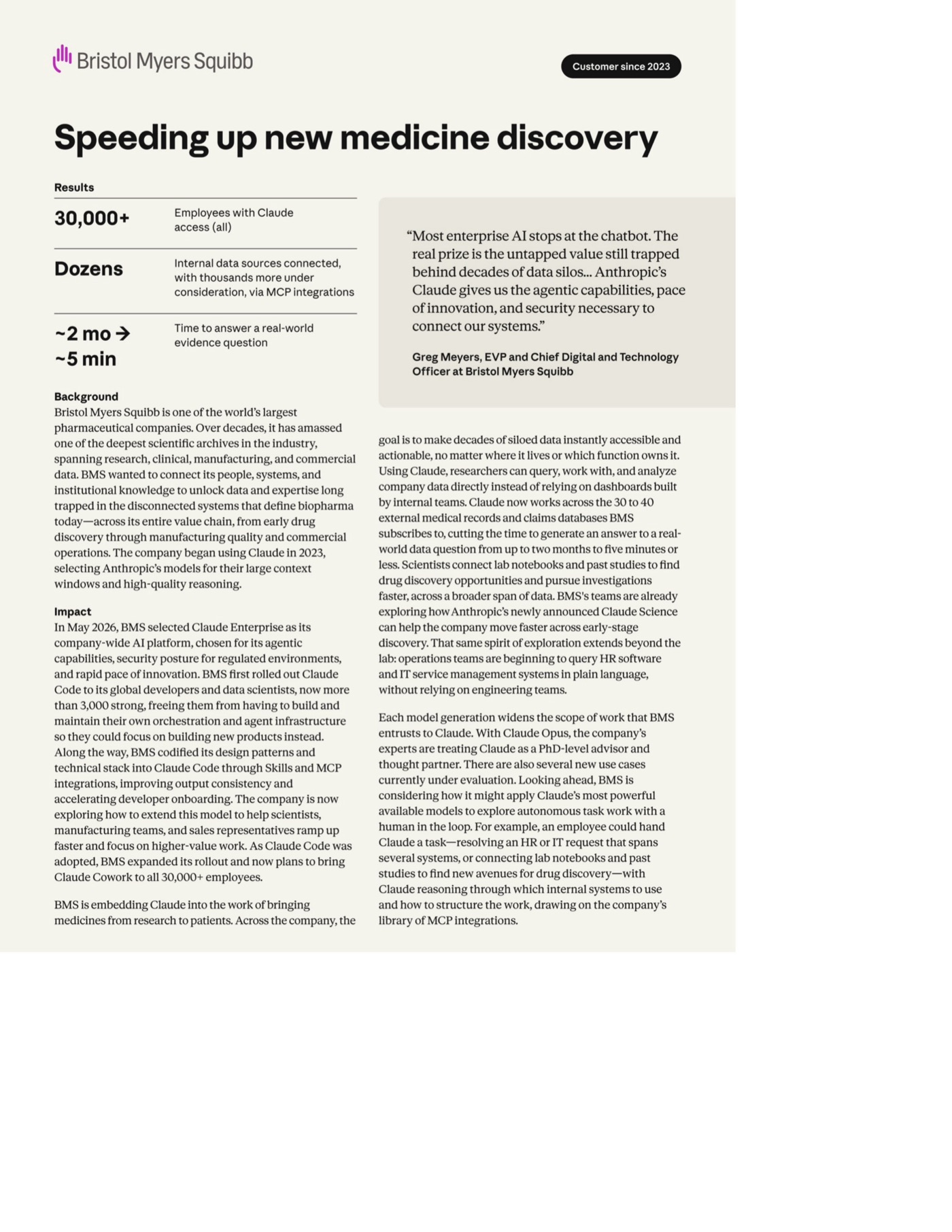 Bristol Myers Squibb case study page