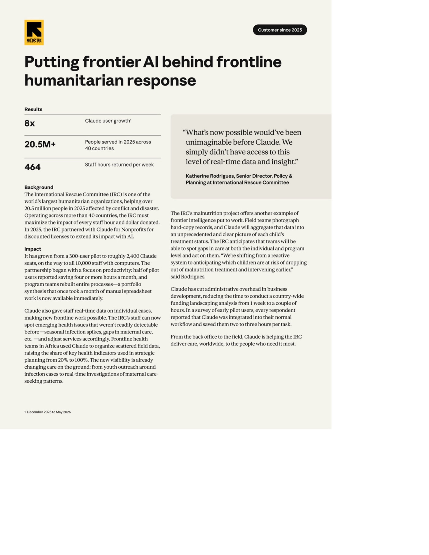 International Rescue Committee case study page