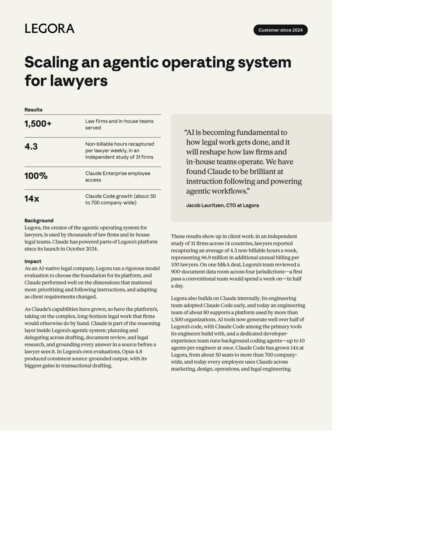 Legora case study page