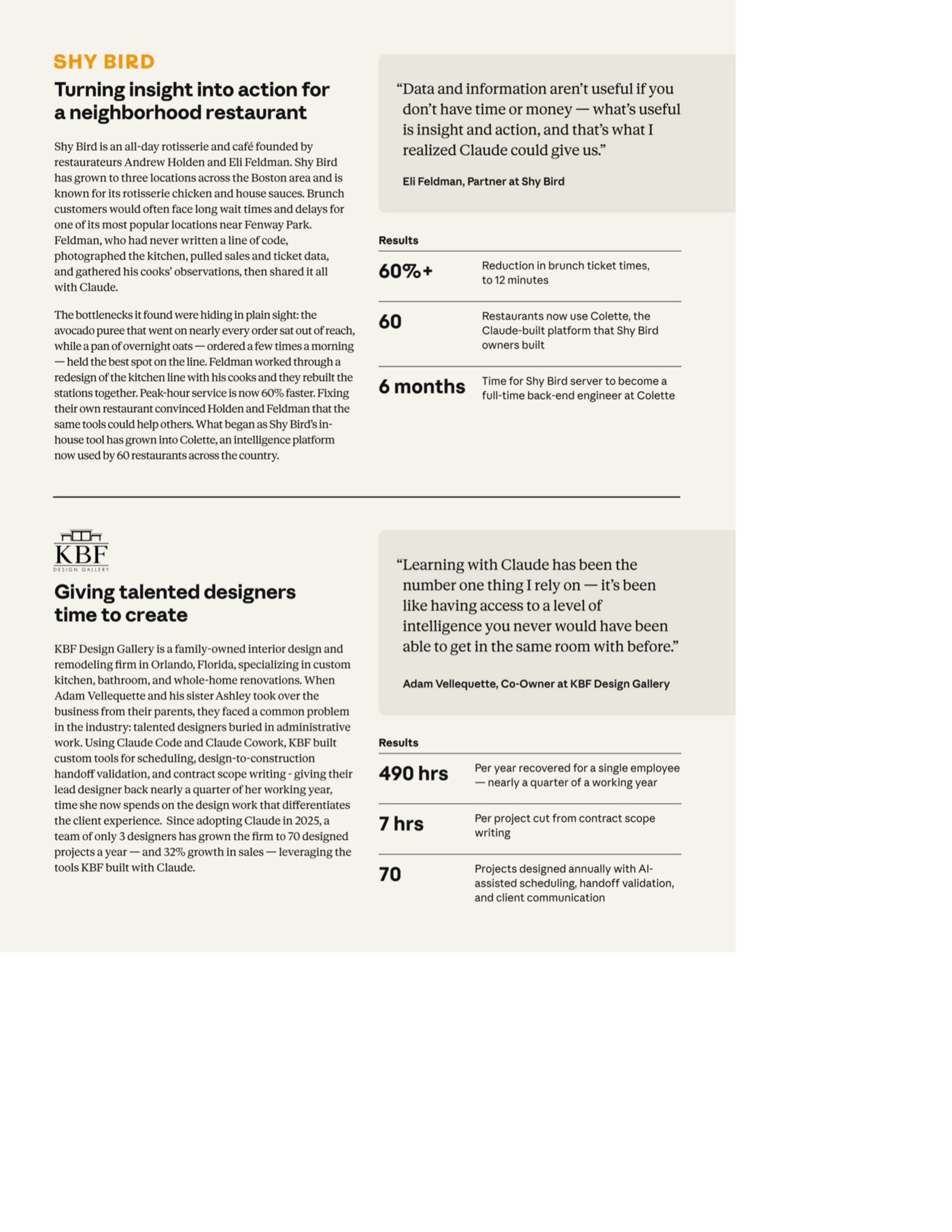 Shy Bird case study page